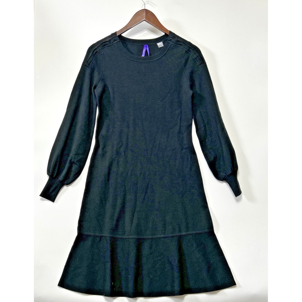 Seraphine Womens‎ Knit Dress Size 4 Black Puff Sleeve Flounce Long Nursing
